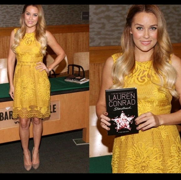 NEW Anthropologie Honeycomb Yellow Lace Dress by Yoana Baraschi $348 Size 6 - Picture 2 of 11